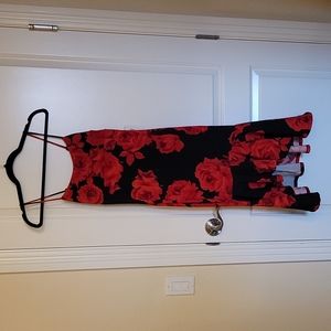 Black and red spaghetti strap asymmetrical dress NWT